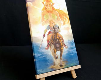 Gaming geïnspireerd originele link Elf Warrior Elf Princess Horse Design Canvas Wall Art Cadeau Home Decor Print Art Klaar om op te hangen - Gaming fanart
