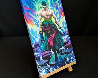 Op anime geïnspireerde originele piratenkoning krachtige zwaardvechter ontwerp canvas muurkunst cadeau interieur print kunst klaar om op te hangen - anime fanart