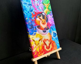 Anime gaming geïnspireerd origineel schattig Poke Splash ontwerp canvas muur kunst cadeau interieur print kunst klaar om op te hangen - anime gaming fanart
