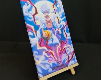 Op anime geïnspireerde originele piratenkoning krachtig motiverend ontwerp canvas muurkunst cadeau interieur print kunst klaar om op te hangen - anime fanart