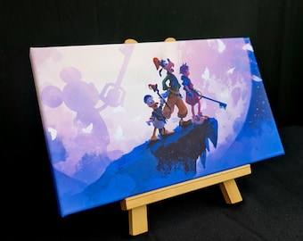 Op gaming geïnspireerde originele Kindom Moon Hearts canvas muur kunst cadeau interieur print kunst klaar om op te hangen - gaming fanart