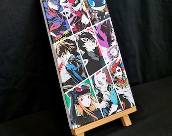 Op gaming geïnspireerde originele persona collage strip strip ontwerp canvas muur kunst cadeau interieur print kunst klaar om op te hangen - gaming fanart