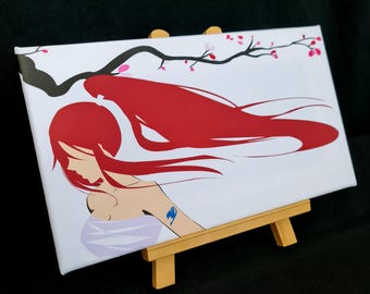 Op anime geïnspireerde originele Fairy Wizard Scarlet Female Guild Design Canvas Wall Art Gift Home Decor Print Art Ready to Hang - Anime fanart