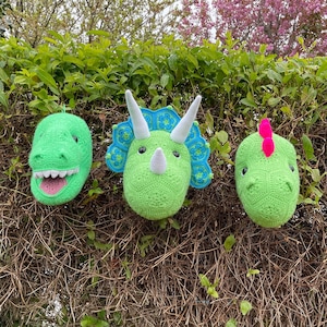 Bundle of 3 Dinosaur African flower crochet patterns, PDF,PATTERNS ONLY, Digital download.