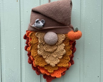 Crochet, Autumn,Fall, gonk, gnome, wreath pattern, pdf, download