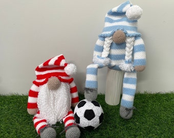 Crochet Stripped football, soccer, gonk, gnome PDF pattern amigurumi ornament.