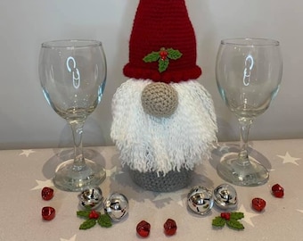 crochet gonk gnome wine bottle cover, beginner friendly,gift,  PDF