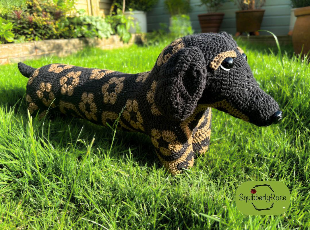 39 Dachshund Crochet Patterns to Stitch for Gifts, Decor, and Everyday Cuteness 29 Desmond The African Flower Dachshund dog Crochet