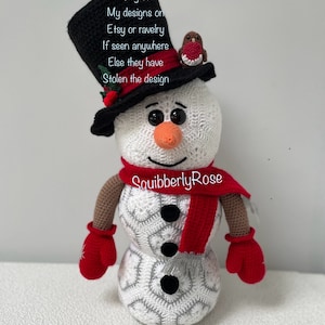 African Flower Standing Snowman festive Ornament Pattern, DIGITAL DOWNLOAD, Amigurumi