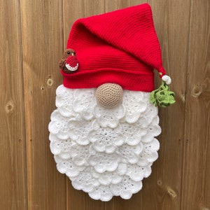 Crochet Christmas, festive, gonk, gnome, wreath pattern, light up beard, pdf, download