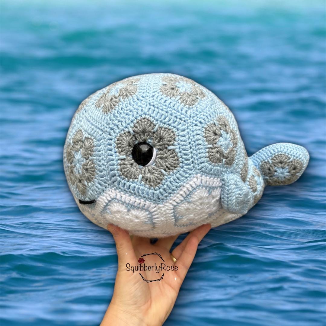 Wade the African Flower Whale Crochet Pattern, DIGITAL DOWNLOAD