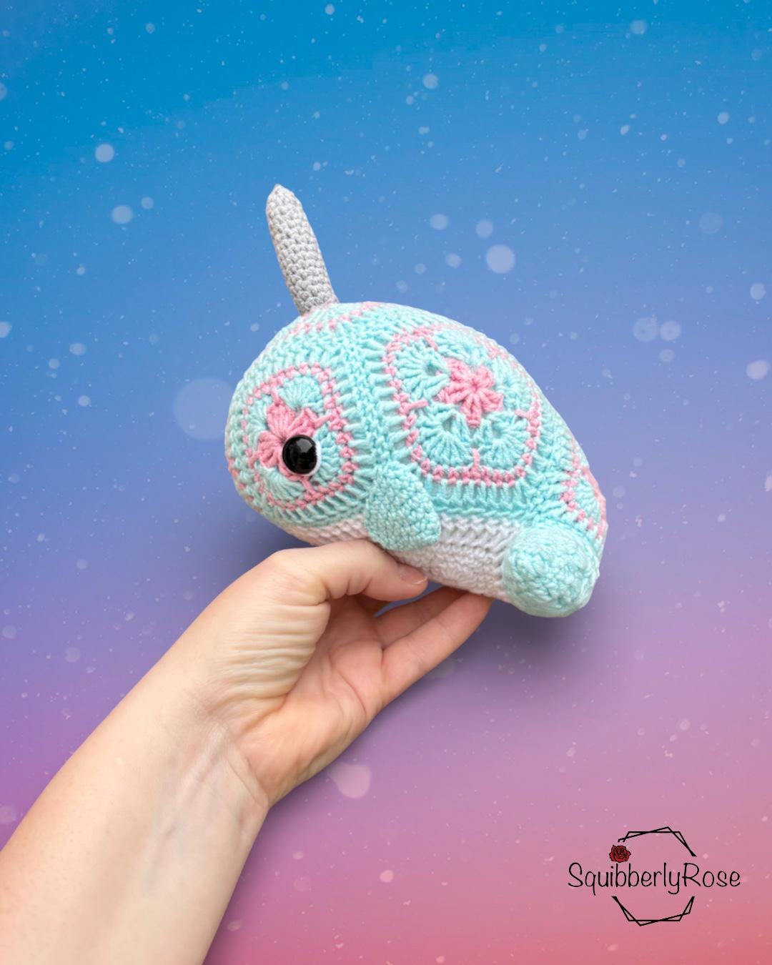 Pip the African Flower Mini Whale Crochet Pattern, DIGITAL