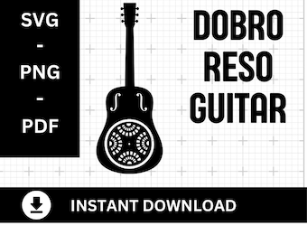 Best Dobro SVG PDF PNG eps ai Bluegrass Instrument Resonator Cricut Sublimation Silhouette Slide Guitar Folk Music Crafts Resophonic