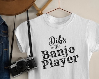 T-Shirt Funny Bluegrass Wife 'Dibs on the Banjo Player' Christmas Gift Idea BMFS Tee Made in the USA Active Earl Scruggs Ralph Stanley