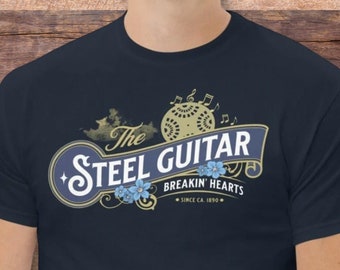 Steel Guitar T-Shirt Breakin Hearts Since 1890 Men's Classic Country Retro Tee Paul Franklin Buddy Emmons PSG Sho Bud 10 String Honky Tonk