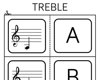 Music Flash Cards Printable Treble Clef Flashcards for Beginner Musicians and Kids Easy to Read Music Theory Musical Note Memorization Tool