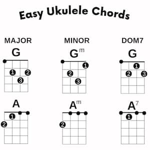 Welke ukelele-akkoorden moet ik eerst leren? Ukelele-grafieken voor beginners Afdrukbare Instant Download Meest voorkomende nieuwjaarsresolutie PDF