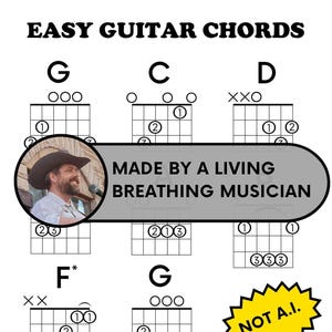 Printable Beginner Guitar Chords Chart Learn How to Play Sheet Music Instant Downloadable New Years Resolution Easy Method Student Teacher