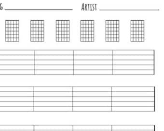 Guitar Blank Tabs & Chords Chart (Instant Download) Blank Sheet Music Guitar Chord Chart Tablature Minimalist Dummies New Years Resolution