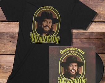 Waylon Jennings T-Shirt Retro Outlaw Greatest Hits Album Cover Tee Classic Country Short-Sleeve Unisex T-Shirt Willie Nelson The Highwaymen