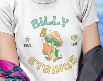 Women's Vintage Billy Strings Shirt Retro Vibe BMFS Tee Bluegrass Mushroom Psychedelic Top Dust In Baggie Short Sleeve Fiddle Tune Flatpick