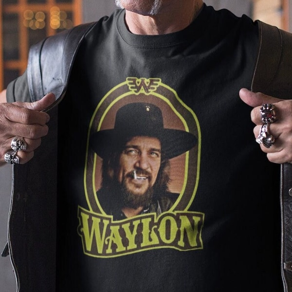 Waylon Jennings Shirt Vintage Country Music Fan T-Shirt Outlaw Portrait Tee Soft Western Wear Authentic Outlaw Style Retro Music Gift Merch