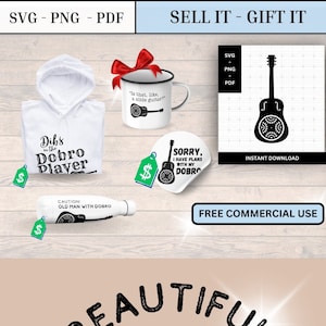 Resonator Gitaar SVG PDF PNG eps ai Bluegrass Instrument Blues Slide Gitaar Cricut Sublimatie Silhouet Dobro Gitaar Folk Muziek Ambachten