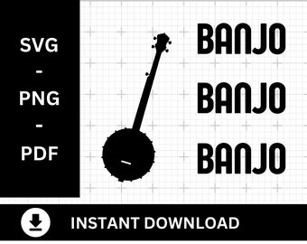 Best Banjo SVG PDF PNG eps ai Bluegrass Instrument 5-String Cricut Sublimation Silhouette Banjo Guitar Folk Music Crafts Clawhammer