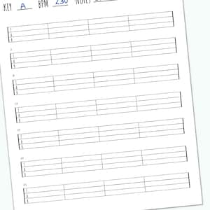Bass Blank Tabs Instant Printable Download Instant Download Blank Sheet ...