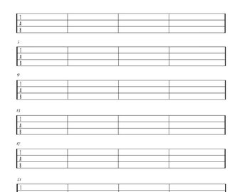 Ukulele Blank Tabs & Chords Chart Instant Download Blank Sheet Music Ukelele Minimalist Uke Tablature for everyone New Years Resolution