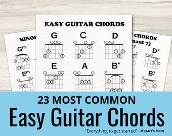 Beginner Guitar Basic Chords Sheet Instant Download Learn to Play Guitar New Years Resolution Easy Method Student Teachers PDF Print Out