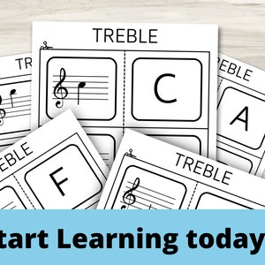 Treble Clef Music Note Flash Cards Printable at Home Flashcards for
