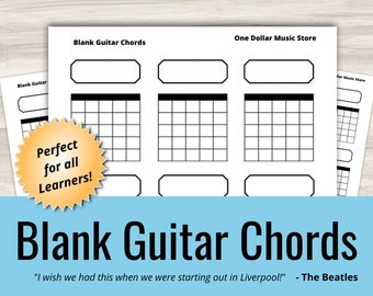 Blank Guitar Chord Chart, Student Discount, Teacher Discount, (Instant Printable Download)New Years Resolution