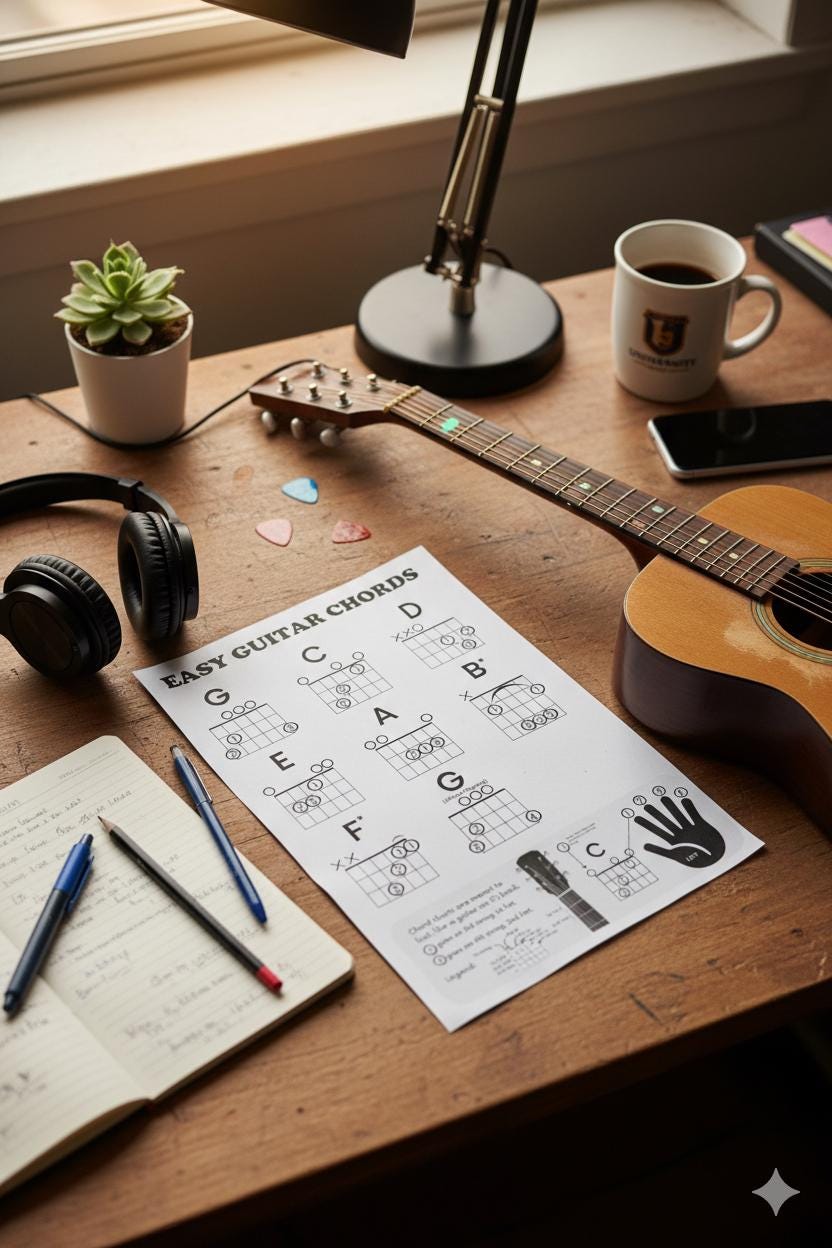 Printable Guitar Chords Chart for Beginners Easy Learn PDF (instant ...