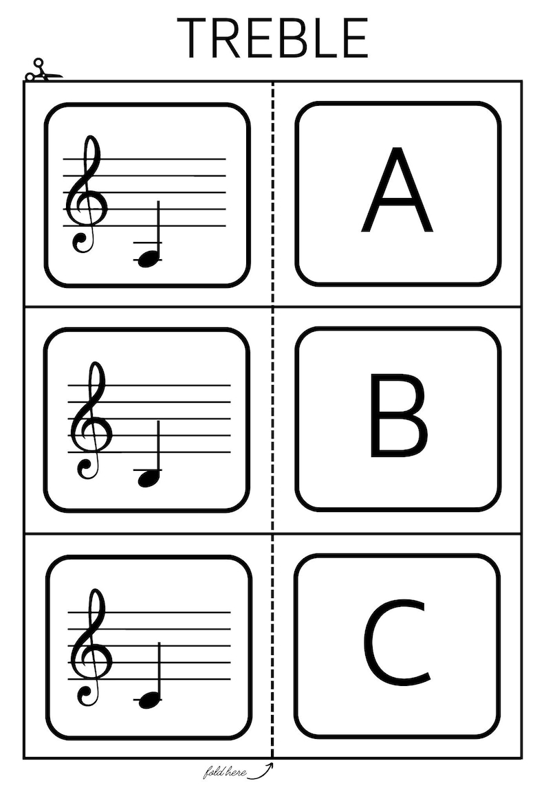 Music Flash Cards Printable Treble Clef Flashcards for Beginner ...