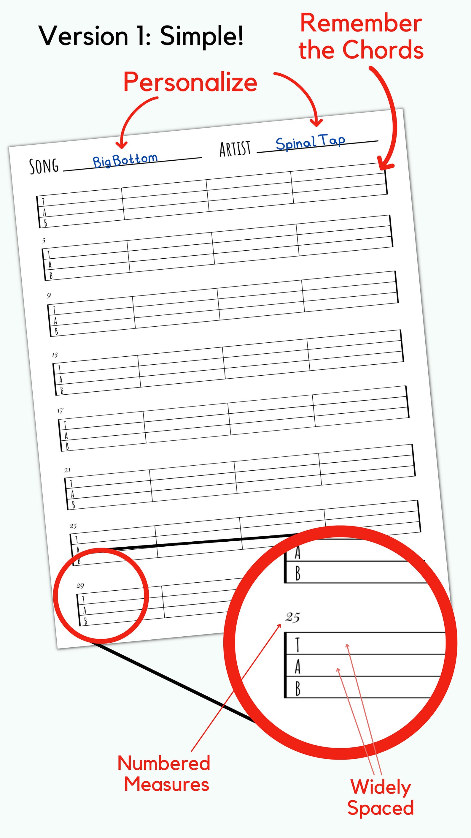 Bass Blank Tabs Instant Printable Download Instant Download Blank Sheet ...
