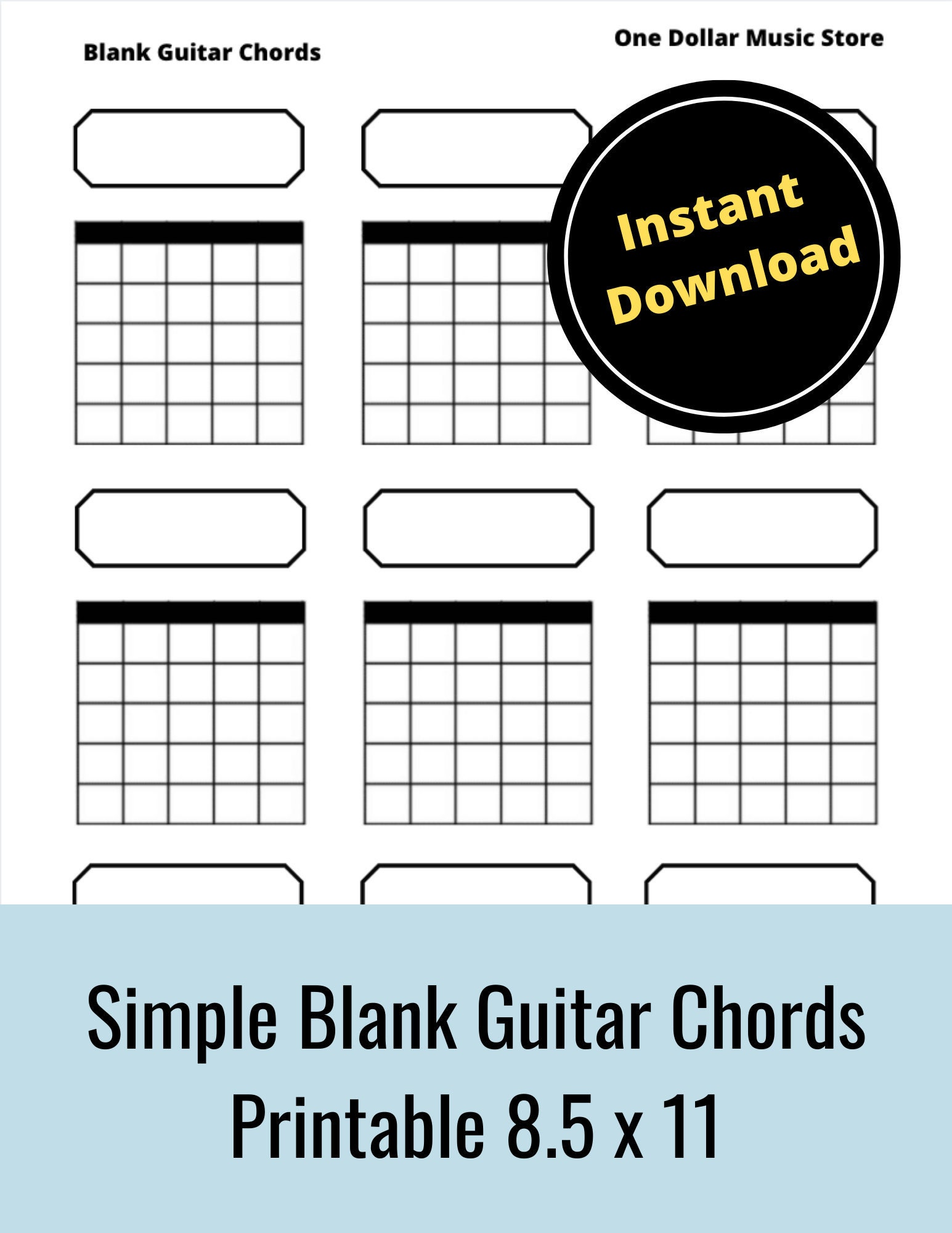 Beginner Guitar Chords Sheets by One Dollar Music Store