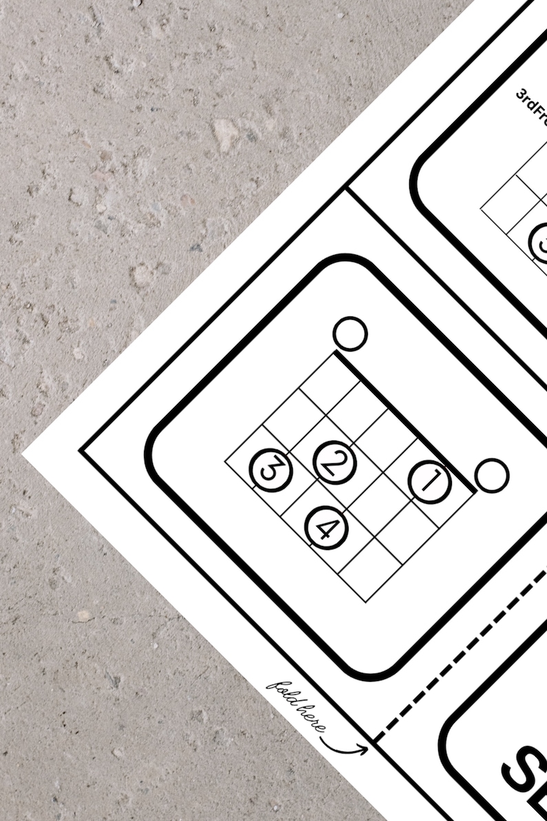 Guitar Chord Flash Cards Printable at Home Music Quiz Test Index Card ...