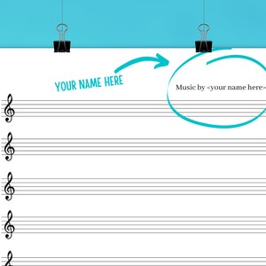 Custom Music Sheets Personalized Gifts,Personalised Music Sheet Blank Sheet Music Staff Paper (Instant Digital Download) Gift Idea for Him