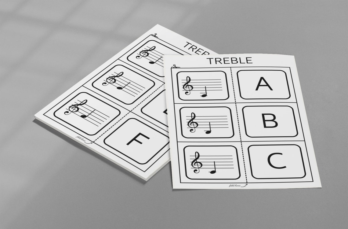 Treble Clef Music Note Flash Cards Printable at Home - Etsy