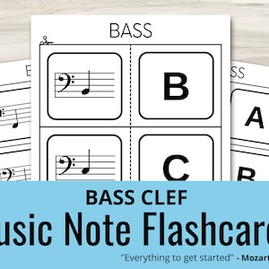 Cartes de note de musique pour clé de basse imprimables à la maison pour musiciens débutants et enfants Outil de mémorisation du solfège facile à lire