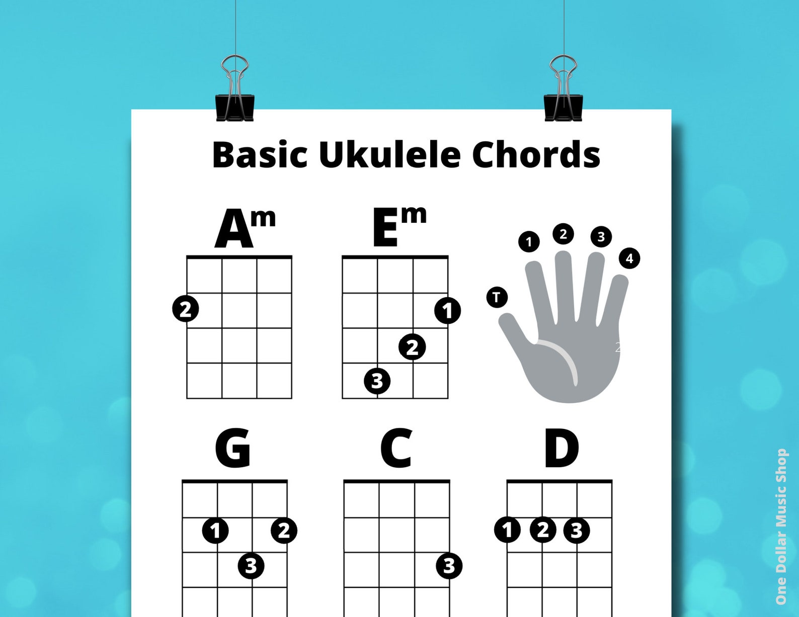 Easy Beginner Ukulele Chords Sheet Great for Beginners Bonus Chord ...