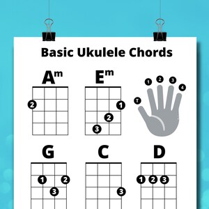 Easy Beginner Ukulele Chords Sheet Great for Beginners Bonus Chord ...
