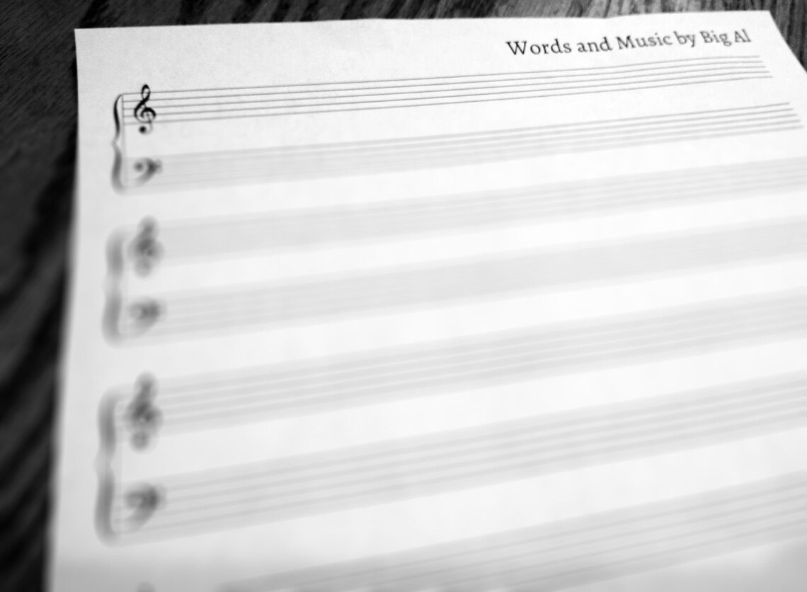 Personalized Music Sheet Blank Sheet Music Staff Paper Etsy