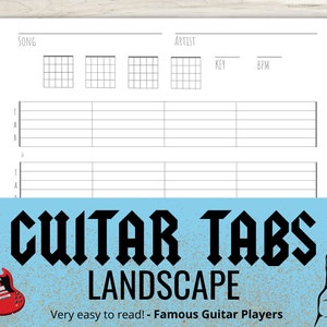 Guitar Blank Tabs and Chords Chart Landscape Instant Download Blank Sheet Music Guitar Chord Chart Tablature Minimalist New Years Resolution