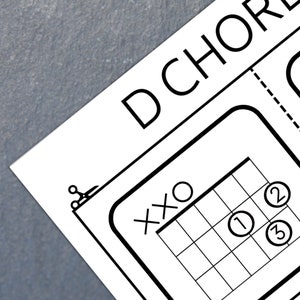 Guitar Chord Flash Cards Printable at Home Music Quiz Test Index Card ...