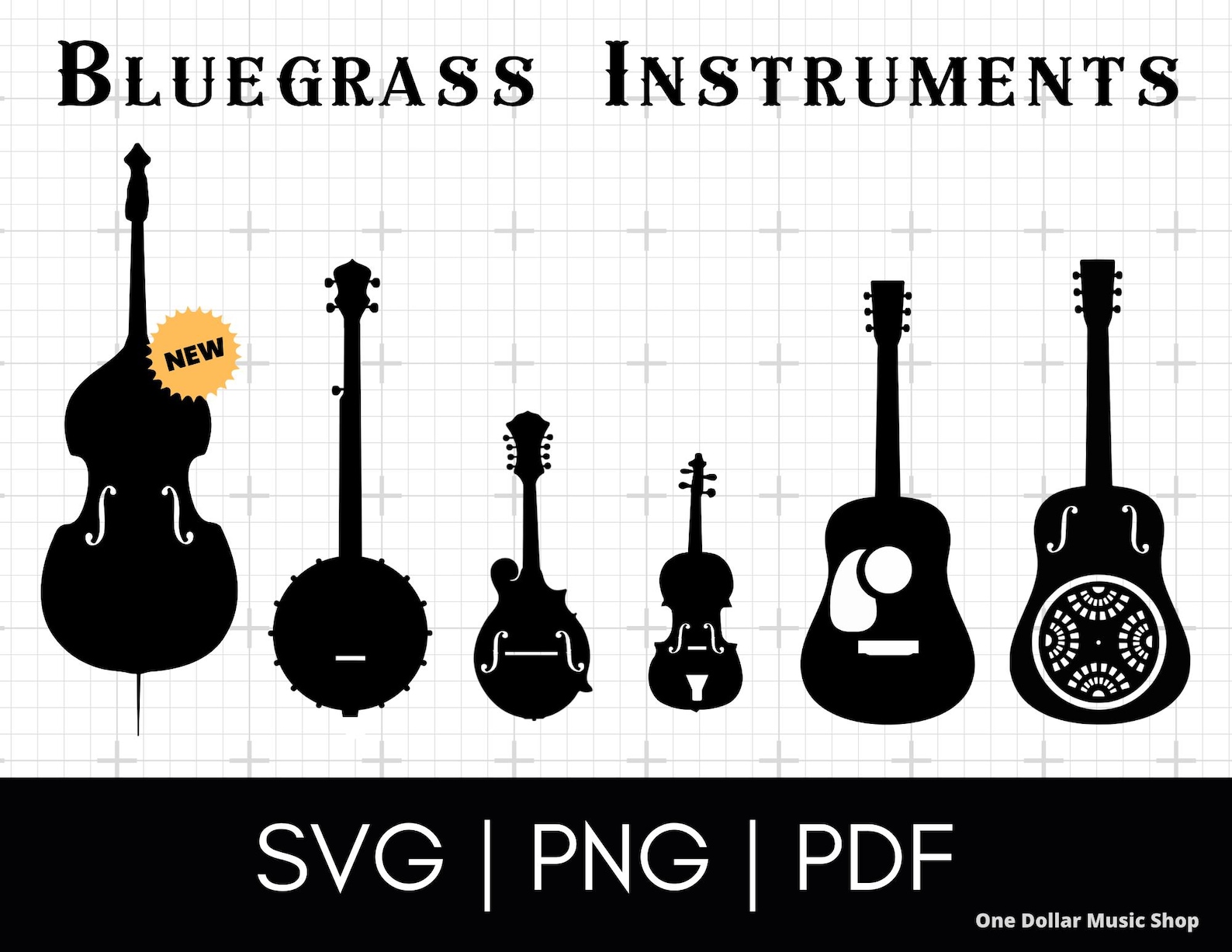 Bluegrass Instruments SVG PDF PNG Bundle Cricut Sublimation Silhouette ...