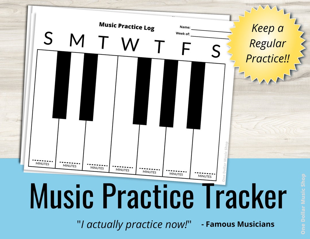 Printable Piano Practice Chart Log Music Habit Tracker Lesson Guide ...