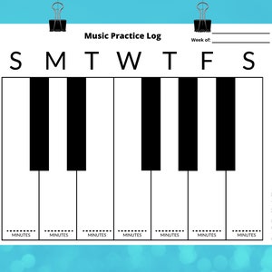 Piano Practice Chart Practice Log (Instant Download) Music Education Piano Tracker Teacher Gift Ideas Planner Printable Lessons Minimalist