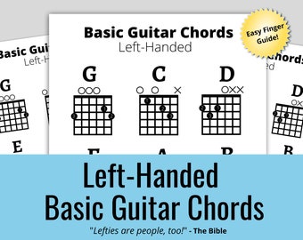 Left Handed Guitar Chords Sheet, Beginner Guitar Chords for Lefties (Instant Download) Perfect GiftNew Years Resolution